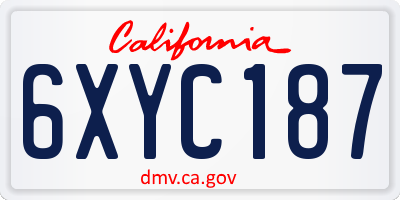 CA license plate 6XYC187