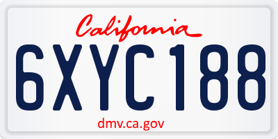 CA license plate 6XYC188