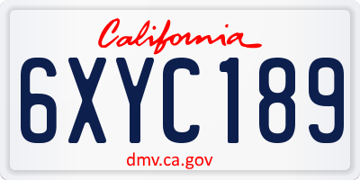 CA license plate 6XYC189