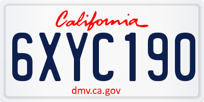 CA license plate 6XYC190