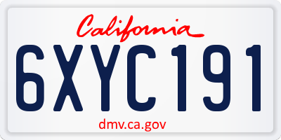 CA license plate 6XYC191