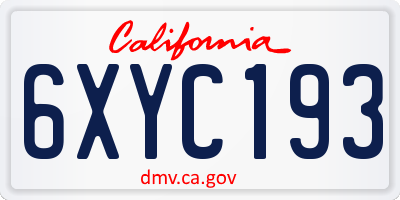 CA license plate 6XYC193