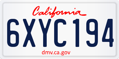 CA license plate 6XYC194