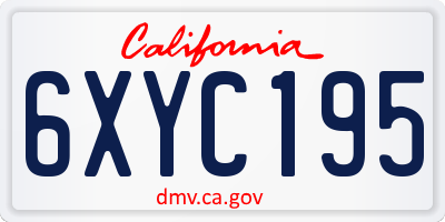 CA license plate 6XYC195