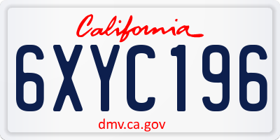 CA license plate 6XYC196