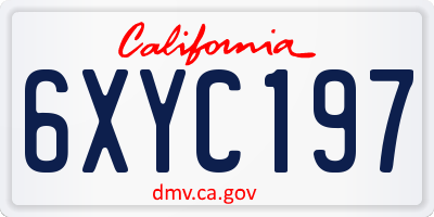 CA license plate 6XYC197