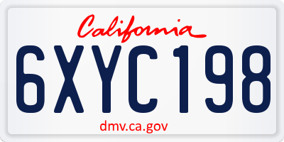 CA license plate 6XYC198
