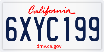 CA license plate 6XYC199