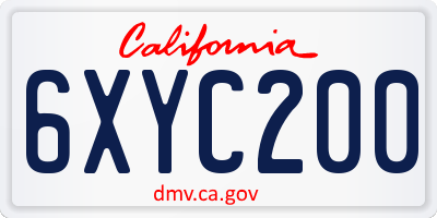 CA license plate 6XYC200