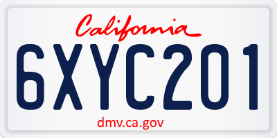 CA license plate 6XYC201