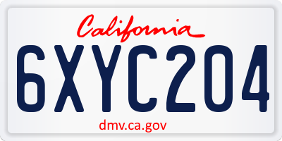CA license plate 6XYC204