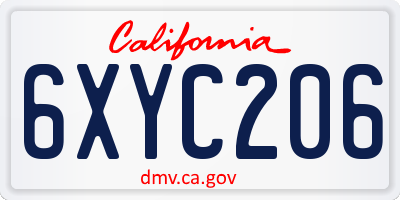 CA license plate 6XYC206
