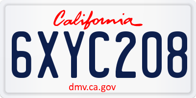 CA license plate 6XYC208