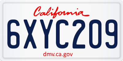 CA license plate 6XYC209