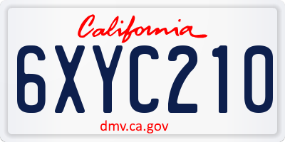 CA license plate 6XYC210