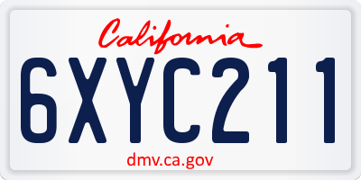 CA license plate 6XYC211