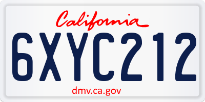 CA license plate 6XYC212