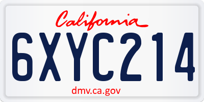 CA license plate 6XYC214
