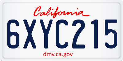 CA license plate 6XYC215