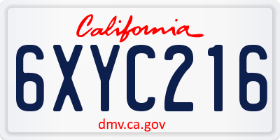 CA license plate 6XYC216