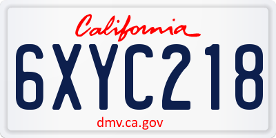 CA license plate 6XYC218