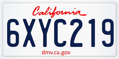 CA license plate 6XYC219