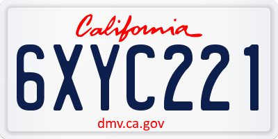 CA license plate 6XYC221