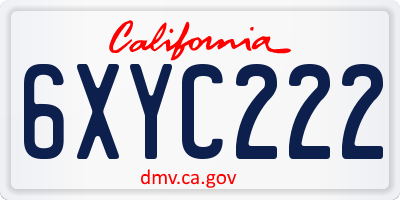 CA license plate 6XYC222