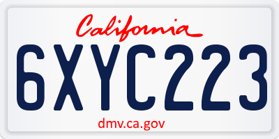 CA license plate 6XYC223