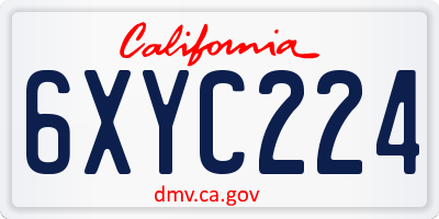 CA license plate 6XYC224