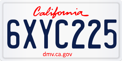CA license plate 6XYC225