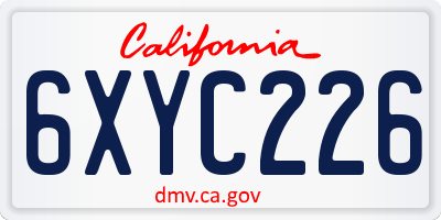 CA license plate 6XYC226