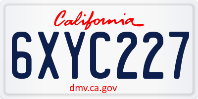 CA license plate 6XYC227