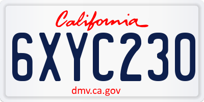 CA license plate 6XYC230