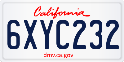 CA license plate 6XYC232