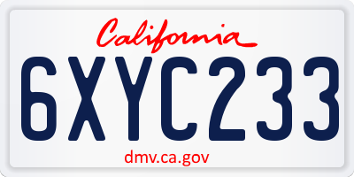 CA license plate 6XYC233