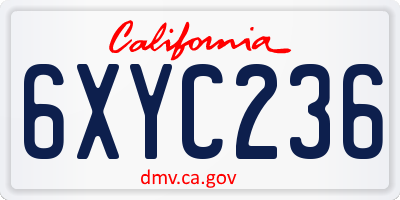 CA license plate 6XYC236