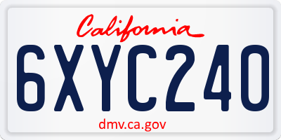 CA license plate 6XYC240