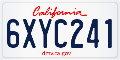 CA license plate 6XYC241