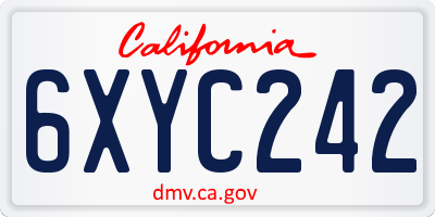 CA license plate 6XYC242