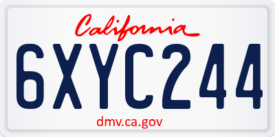 CA license plate 6XYC244