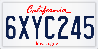 CA license plate 6XYC245