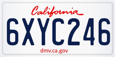 CA license plate 6XYC246