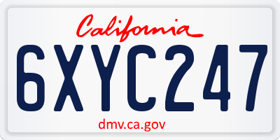 CA license plate 6XYC247