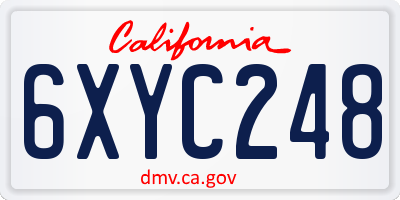 CA license plate 6XYC248