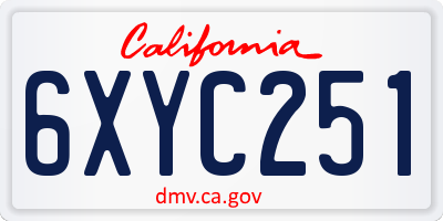 CA license plate 6XYC251
