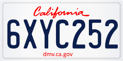 CA license plate 6XYC252