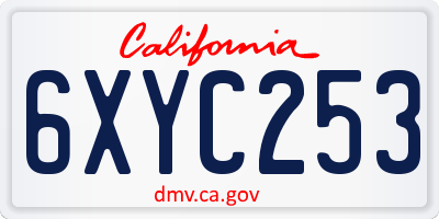 CA license plate 6XYC253
