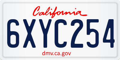CA license plate 6XYC254