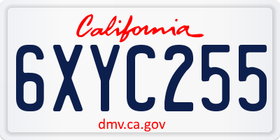 CA license plate 6XYC255